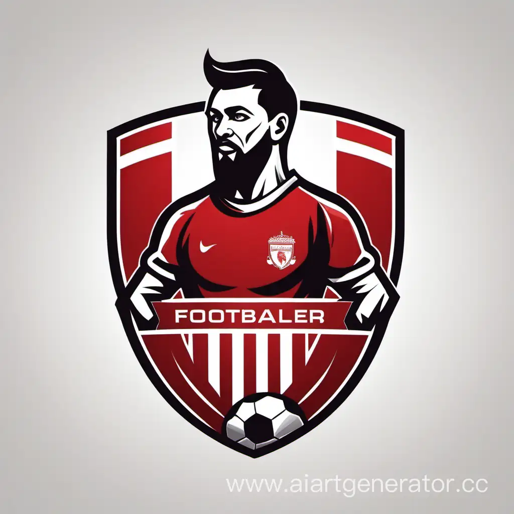 логотип для футбольного клуба с красным цветом и мужчиной