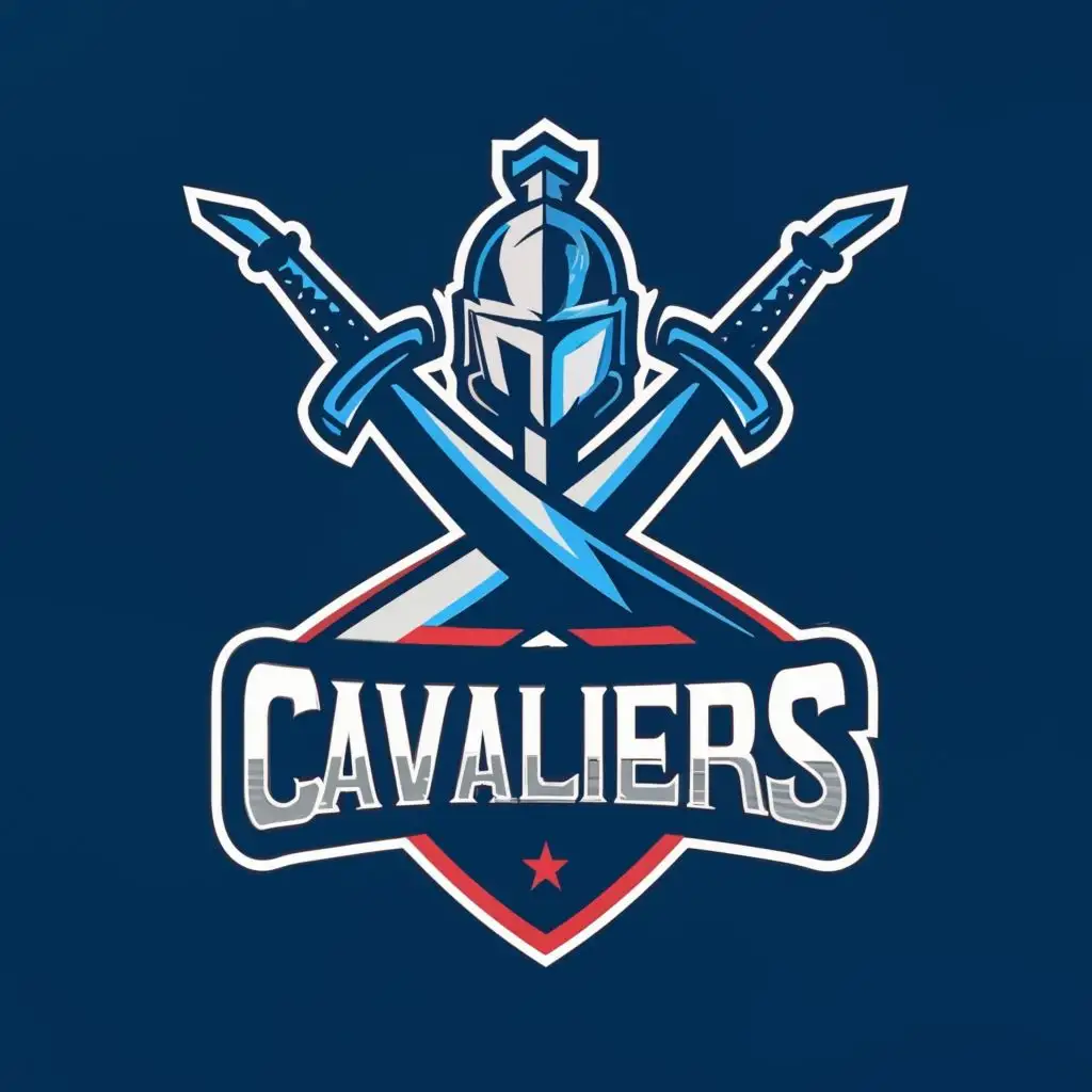 LOGO-Design-For-Cavaliers-Dynamic-Sword-Blue-Emblem-for-Sports-Fitness-Industry