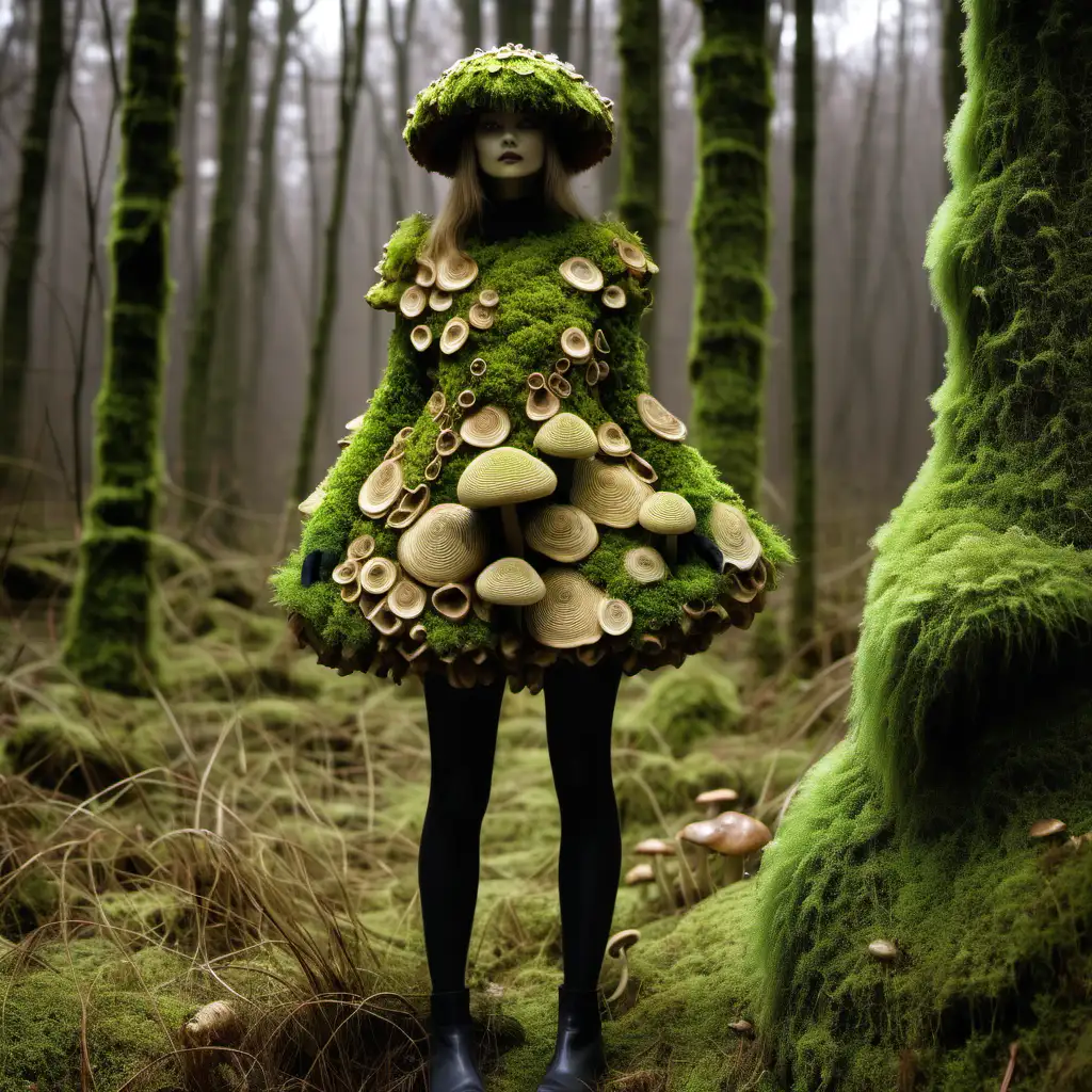 outfit made of moss and mushrooms 
