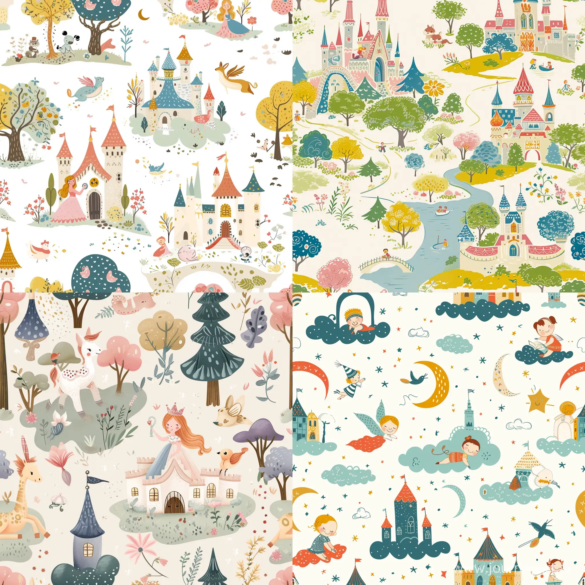 Whimsical-Fairy-Tale-Wallpaper-for-Toddlers-Seamless-Pattern-with-Playful-Characters