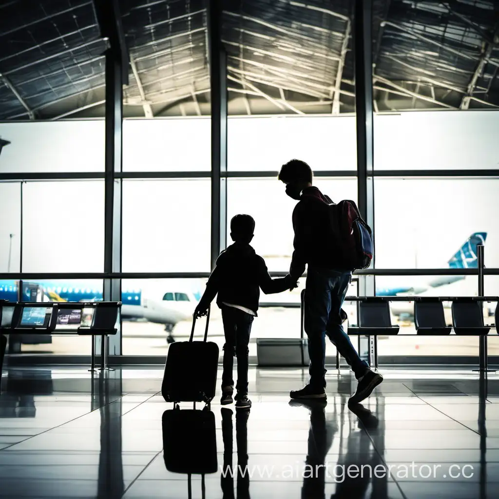 Teenager-and-Child-Exploring-the-Airport-Adventure