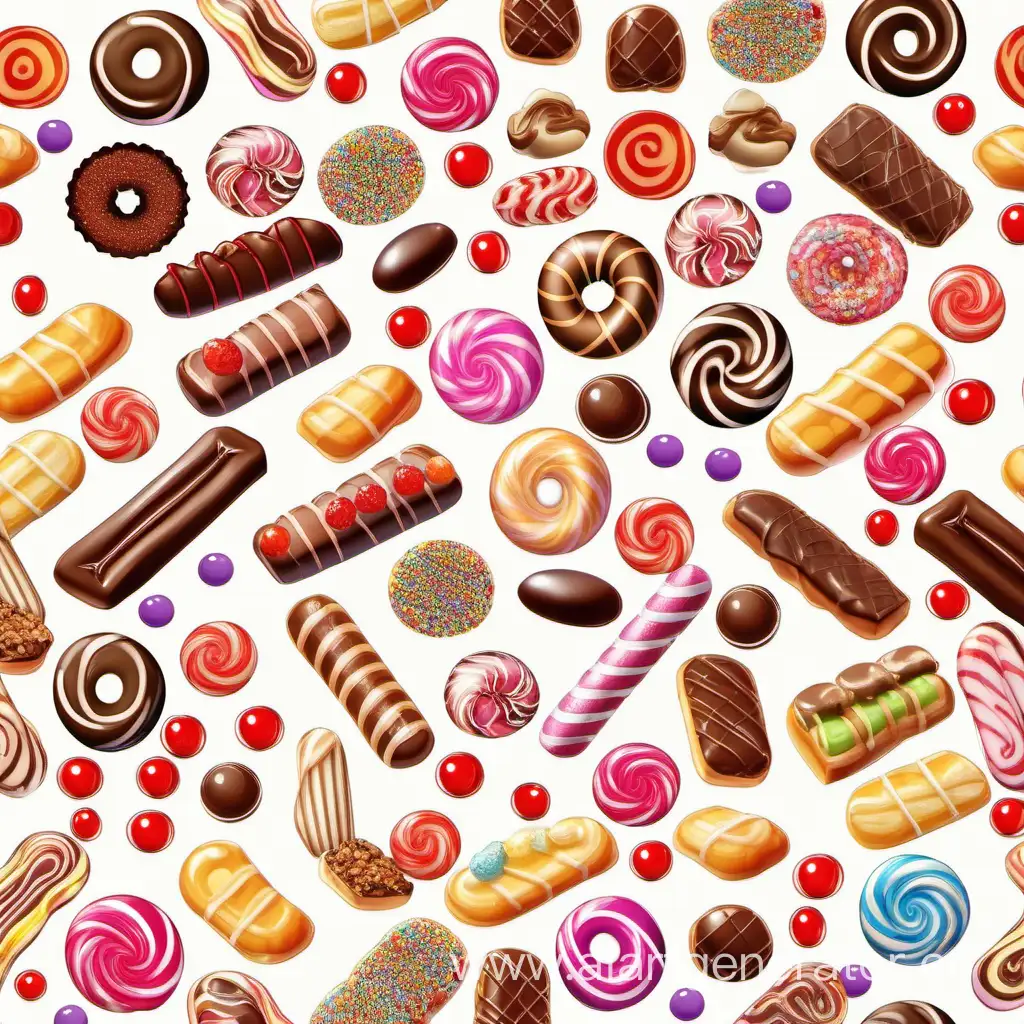 Colorful-Assortment-of-Sweets-on-a-Clean-White-Background