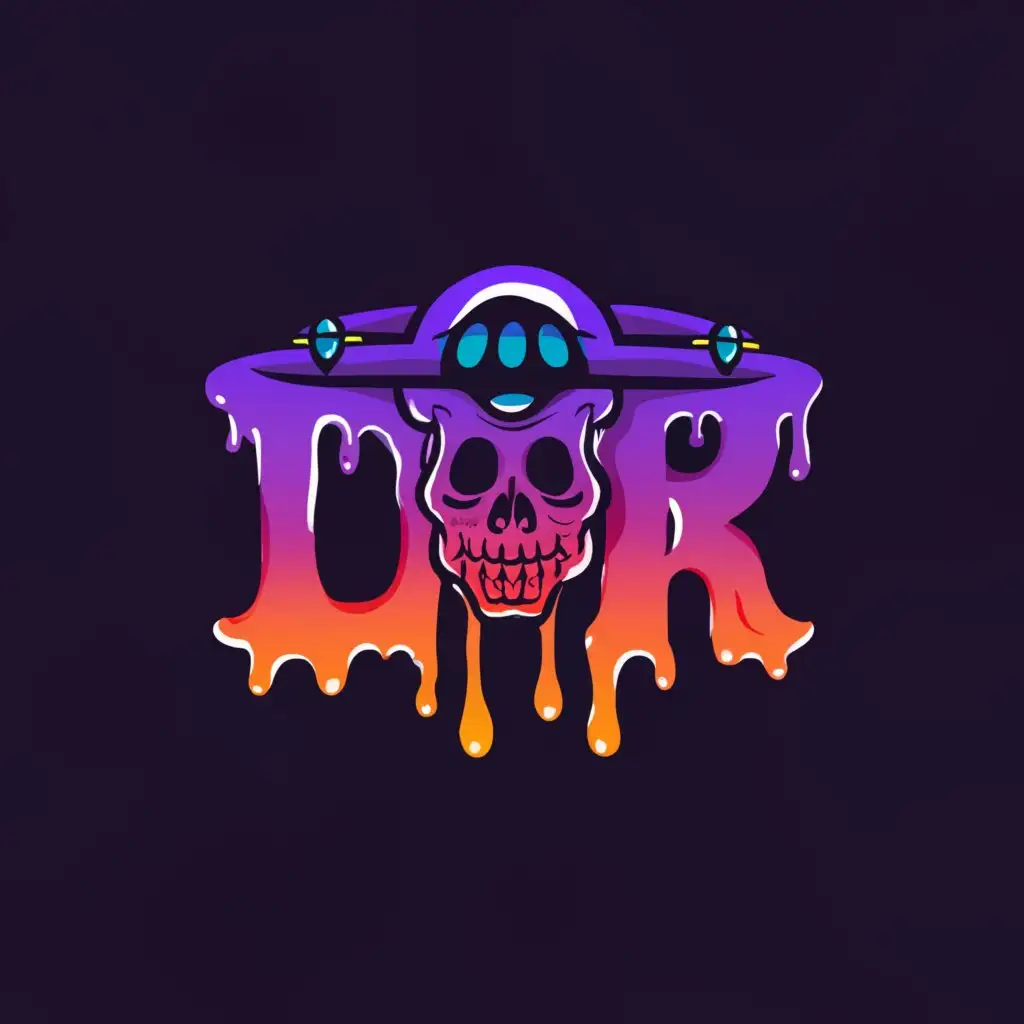 a logo design,with the text "DPR", main symbol:RED BLUE PURPLE ORANGE, zombies aliens end of days Fire death HipHop Record Label,complex,be used in Entertainment industry,clear background