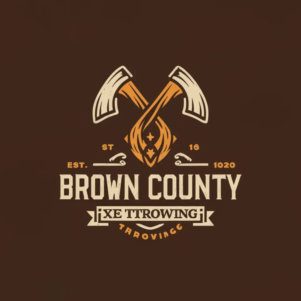 LOGO-Design-For-Brown-County-Axe-Throwing-Rustic-Charm-with-Bold-Axe-Symbol