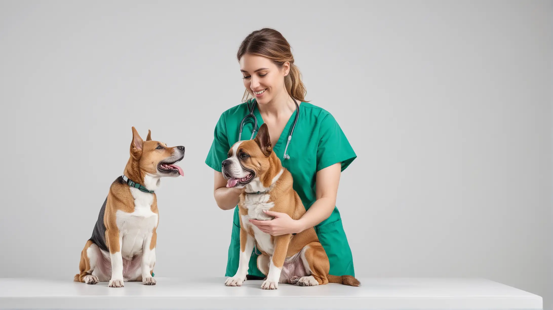 Veterinarian Examining Dog in Bright White Background