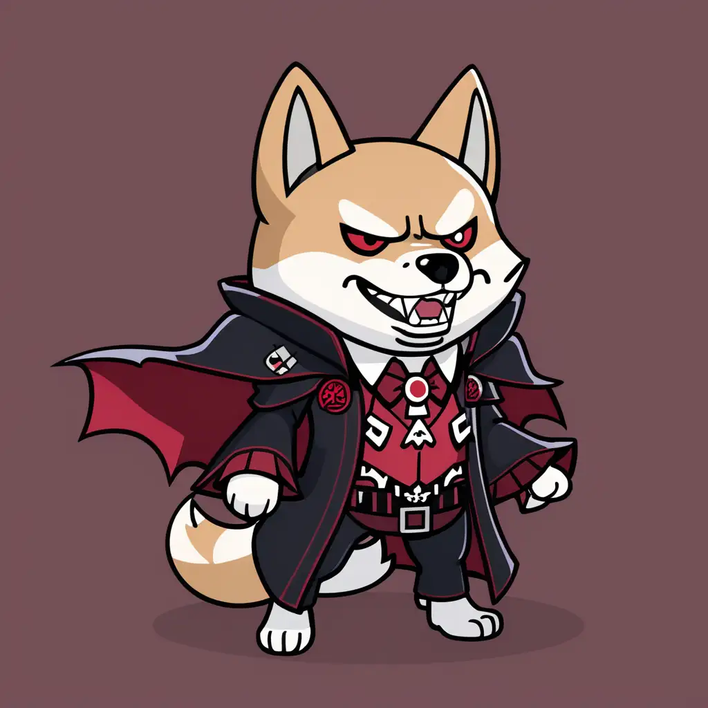 Can you create a angry looking Shiba Inu with a Graf Dracula outfit

