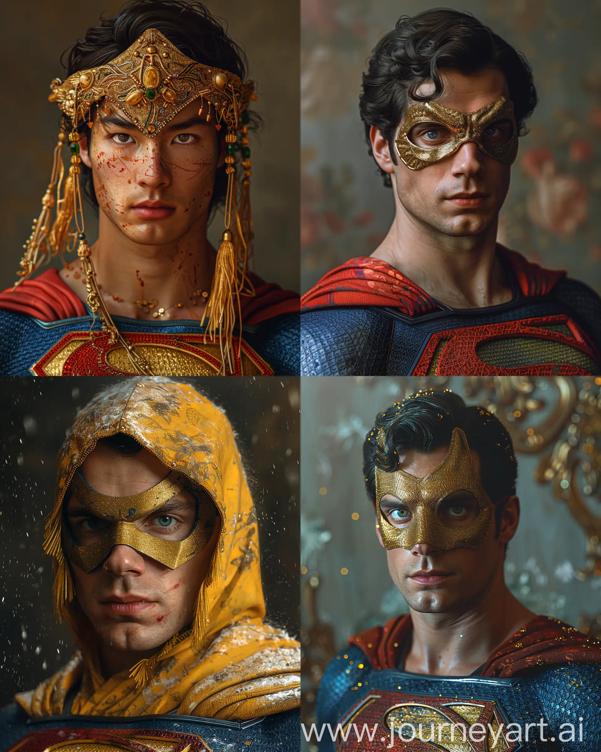 Superman-Wearing-Vibrant-National-Style-Bat-Nuo-Mask-Portrait