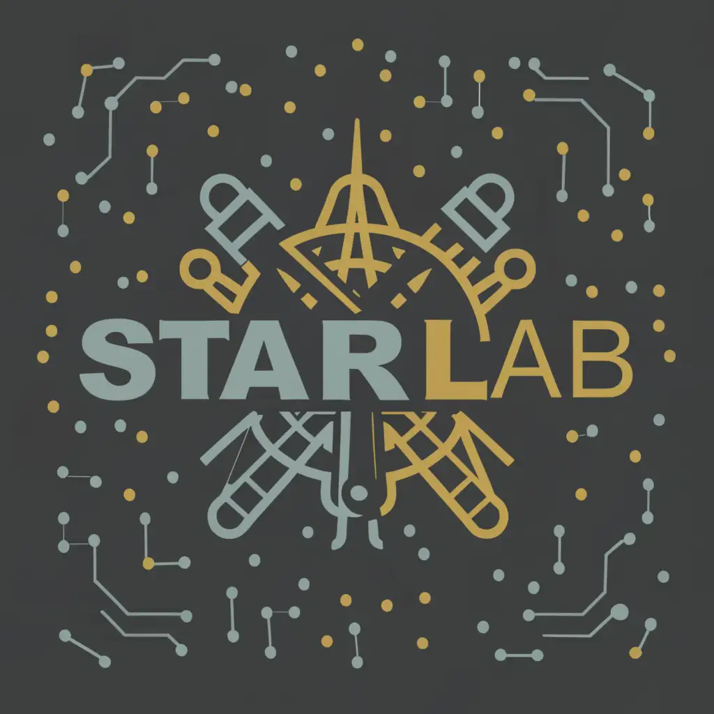 a logo design, with the text 'Project: Star Lab', main symbol: Star Laboratory, Moderate, clear background, yellow and green
