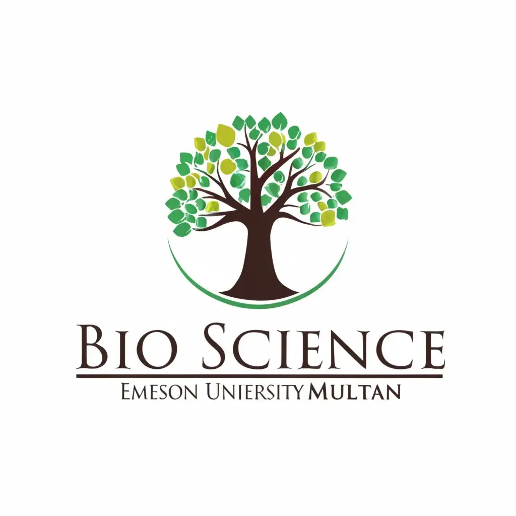 a logo design,with the text "Bio science
Emerson university multan", main symbol:A TREE,Moderate,be used in Education industry,clear background