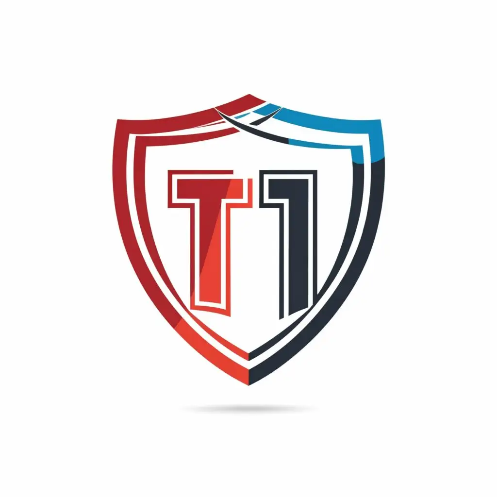 logo, Shield, with the text "T1", typography, be used in Technology industry
