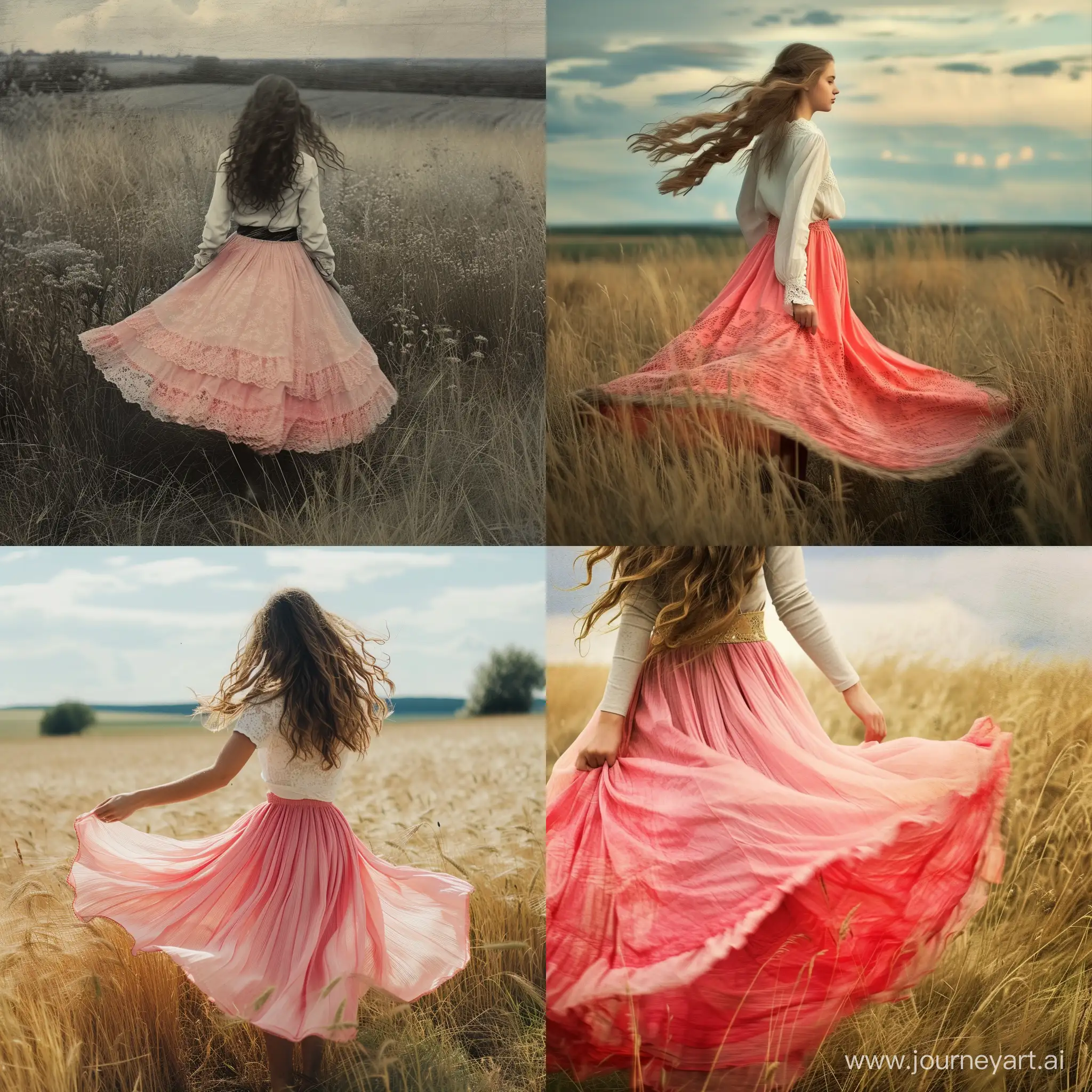 Graceful-Lady-in-Pink-Skirt-Posing-Amidst-the-Fields-with-Flowing-Hair