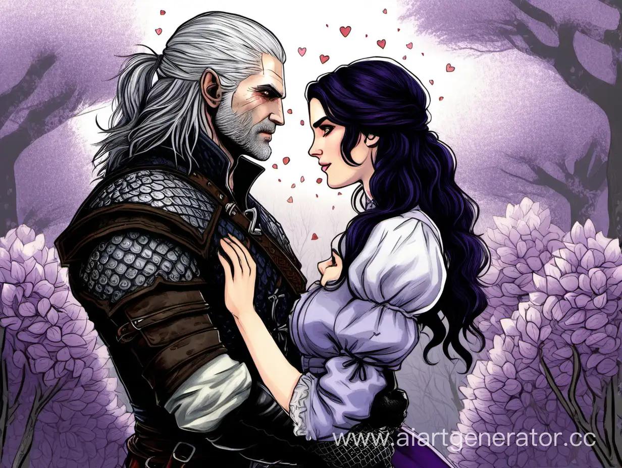 Geralt-and-Yennefer-Embracing-amidst-Lilac-and-Gooseberry