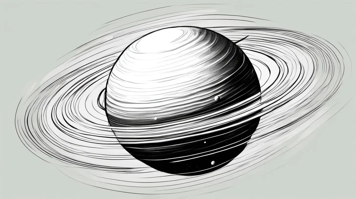 Uranus Planet Sketch Art in Black and White