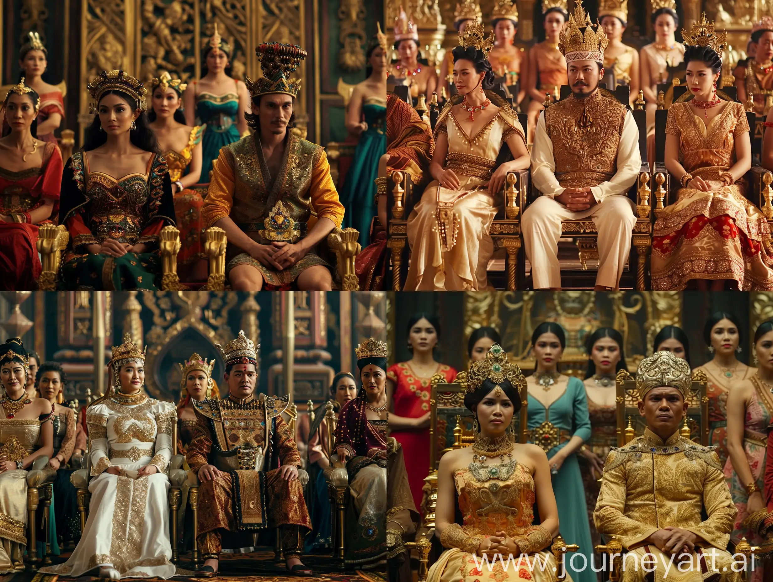 Majapahit-King-and-Queen-with-Courtiers-in-MovieStyle-Palace-Scene