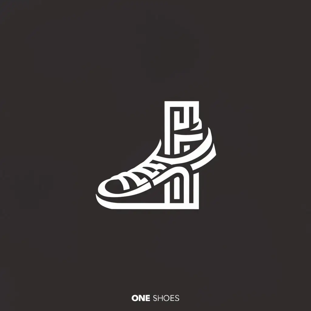 a logo design,with the text "One Shoes", main symbol:number 1 next to a modern sneakers in a vertical position, and a black background,Moderate,be used in Retail industry,clear background