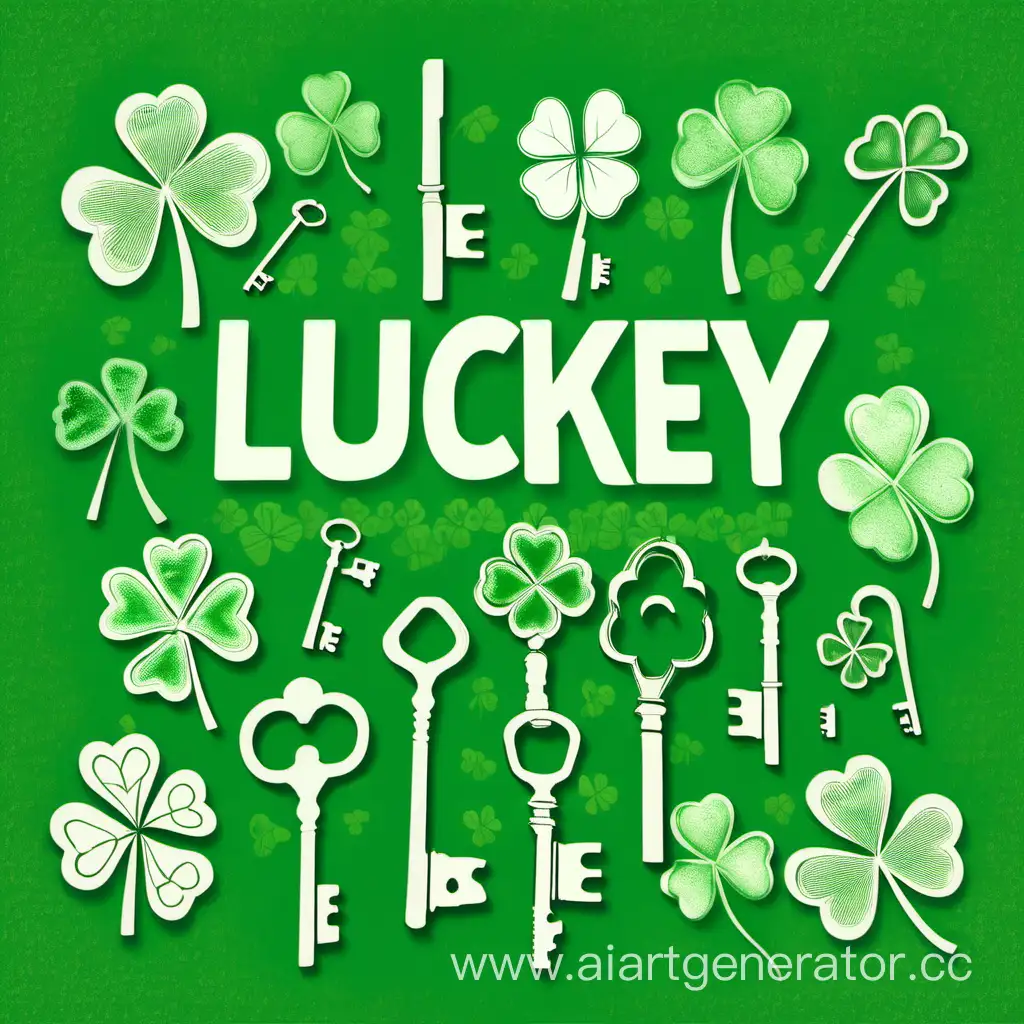 LuckKey-Green-Background-with-Keys-and-Clovers