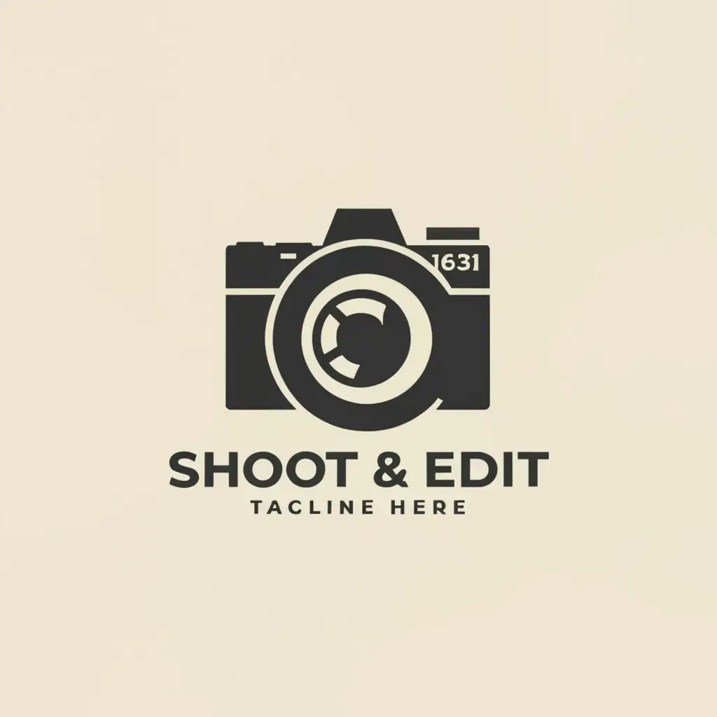 a logo design,with the text "shoot and edit", main symbol:camera