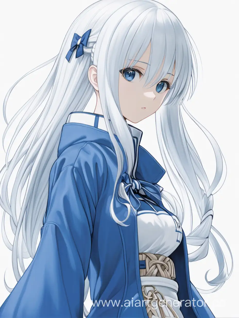 Anime-Girl-with-White-Hair-in-Blue-Outfit-on-White-Background