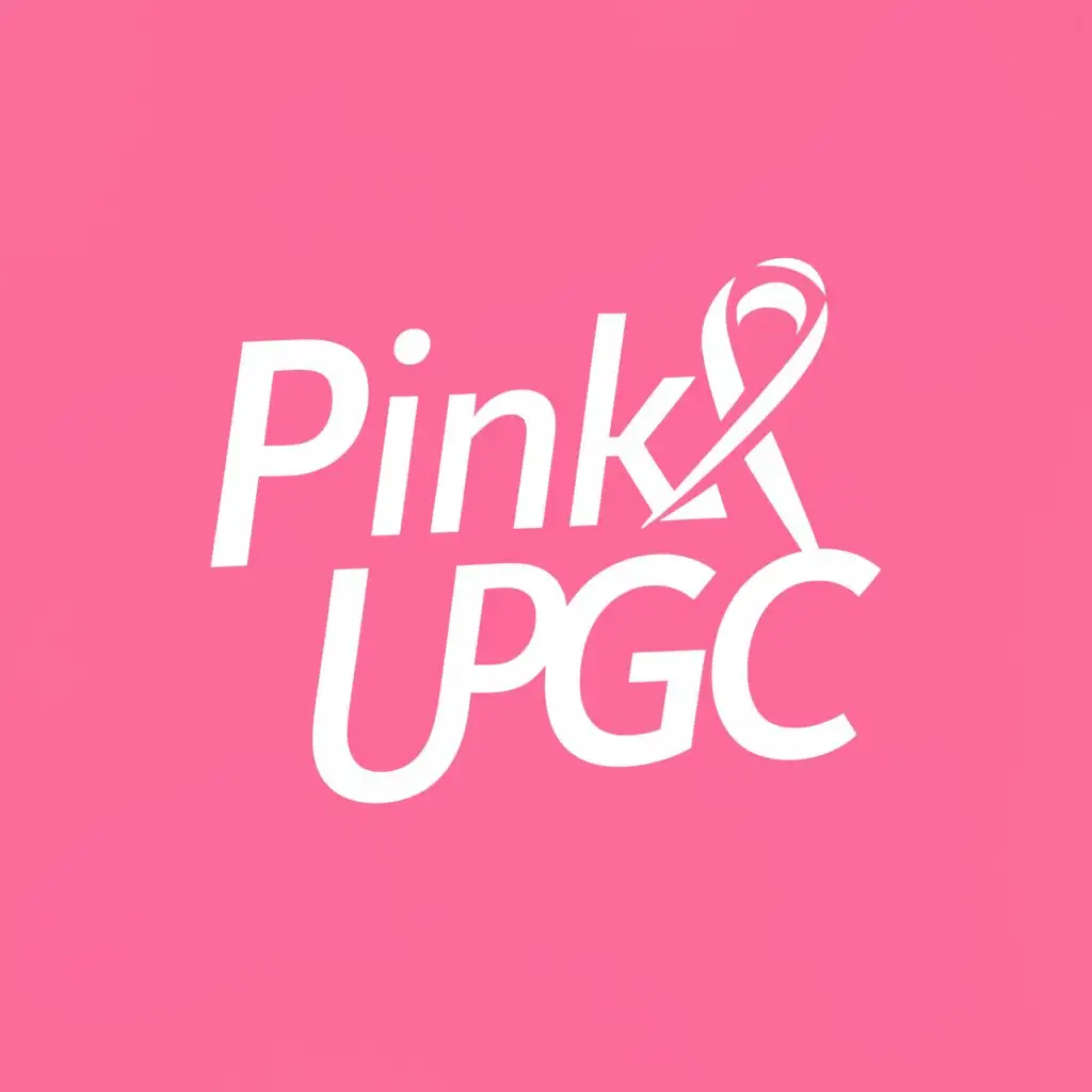a logo design,with the text "pink up gc", main symbol:Pink Up GC in words with a pink ribbon below,Minimalistic,be used in Nonprofit industry,clear background