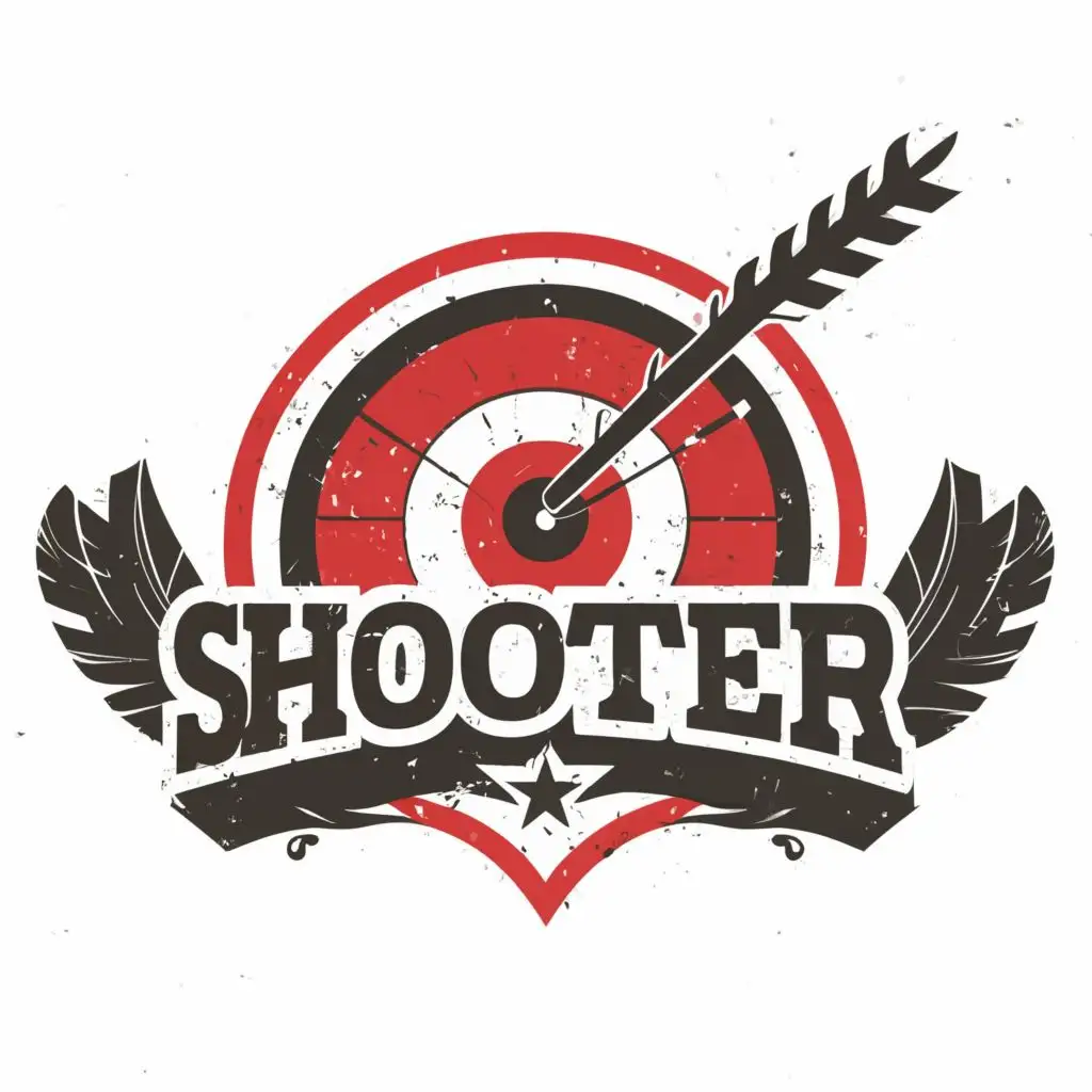 logo, Bulleye, with the text "SHOOTER", typography, be used in Entertainment industry