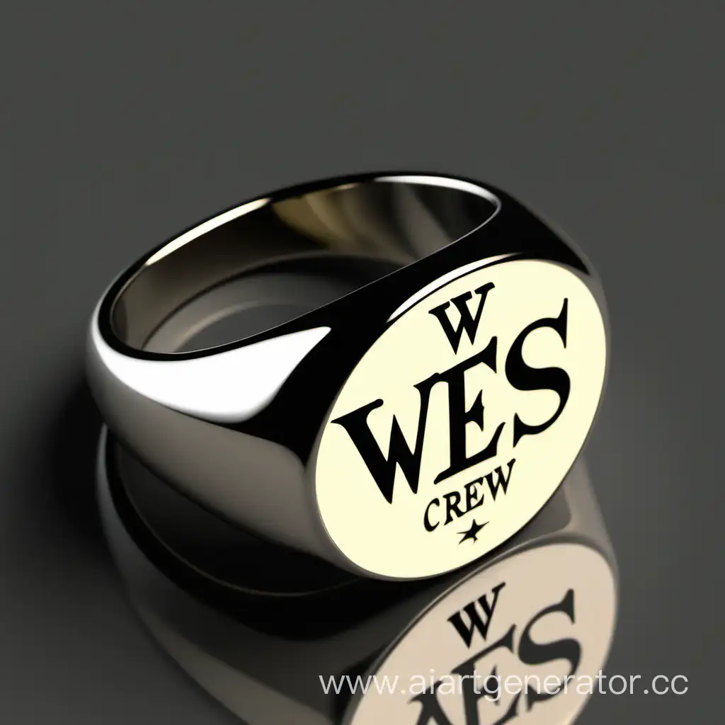 Сгенерируй кольцо печатку с текстом W.E.S CREW
