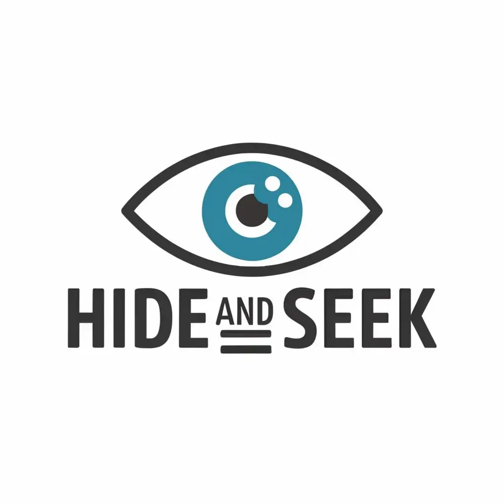 logo, eye and lens, with the text "hide and seek", typography, be used in Events industry