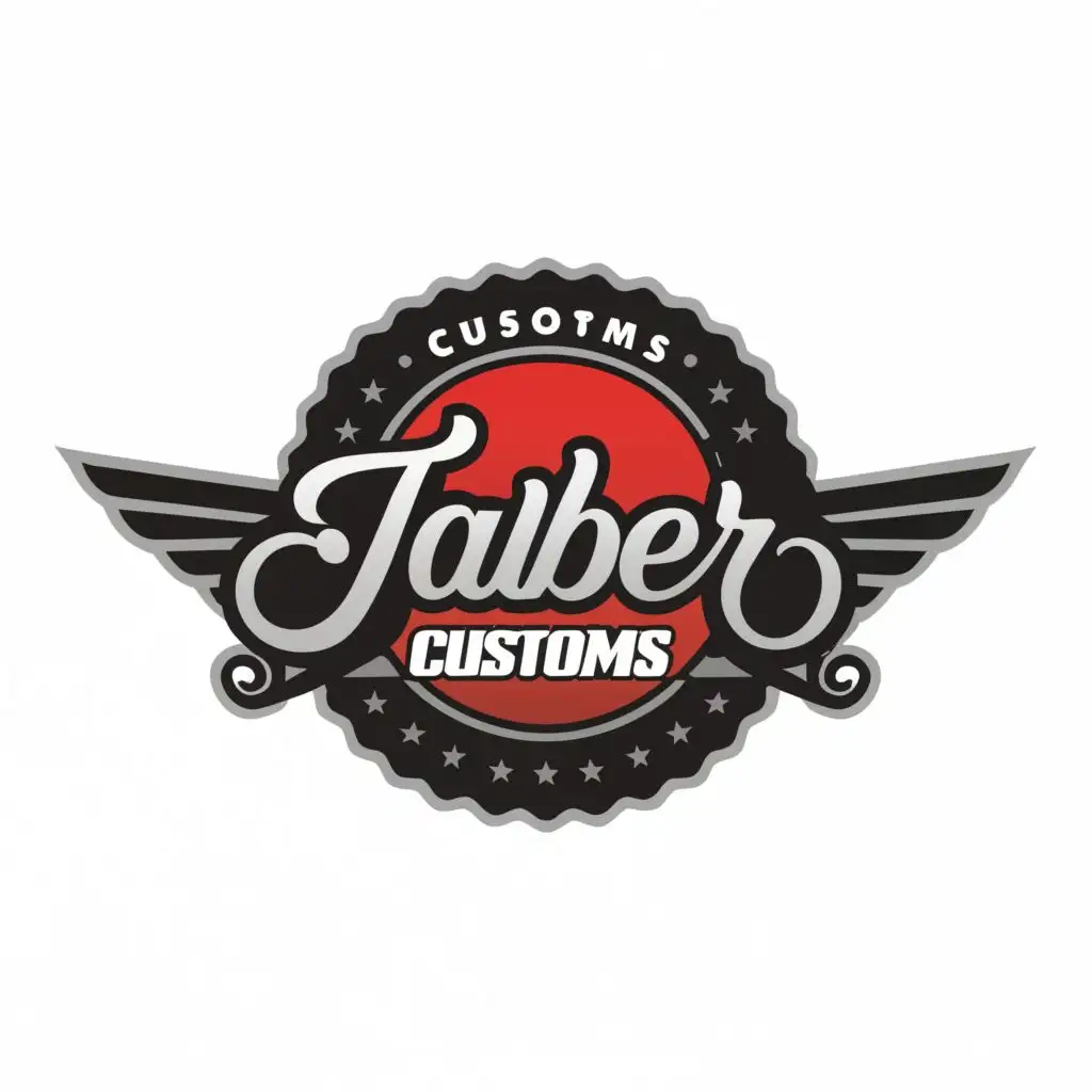 logo, automotive, with the text "Jaber Customs", typography