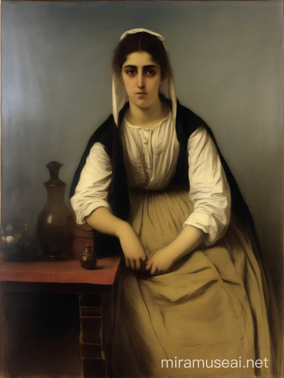 Pachis Charalambos (1844 - 1891)
Young Woman
Oil on canvas, 137 x 99 cm
Donated by Antonis Komninos
