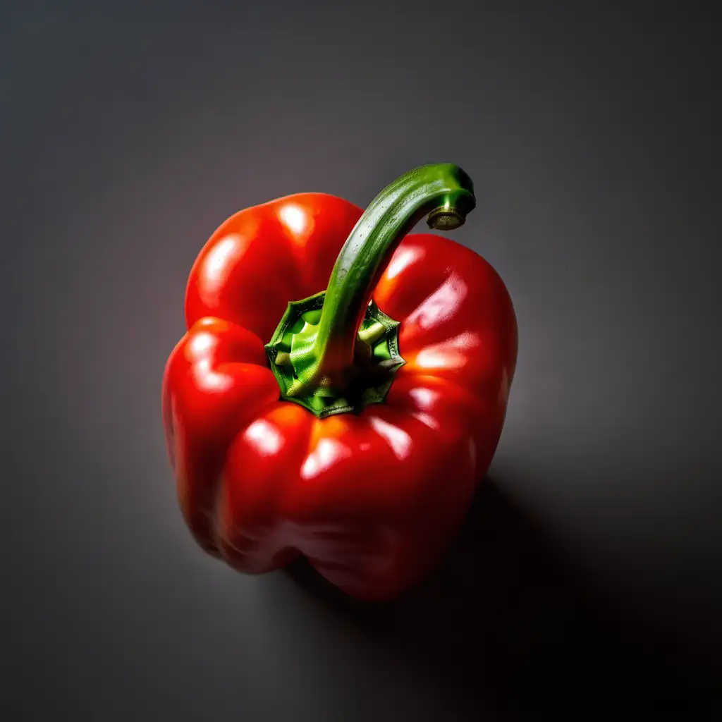 Vibrant Red Bell Pepper on Rustic Wooden Table