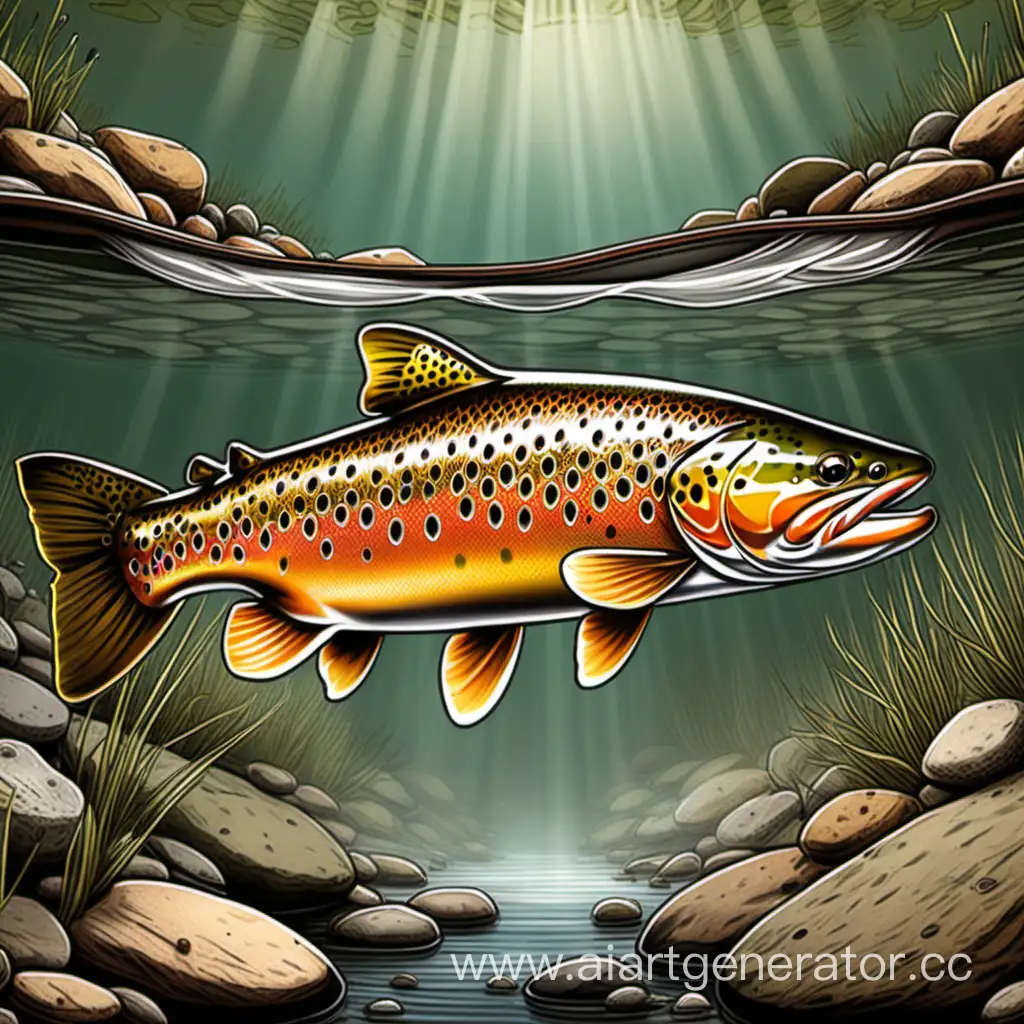 Rustic-Brown-Trout-Fishing-Art-JQ-Licensing-Artists-Capture-the-Swim