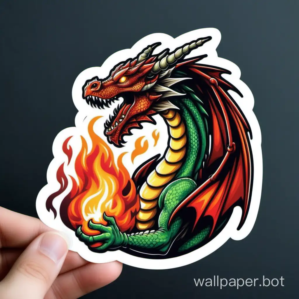 fire breathing dragon sticker art