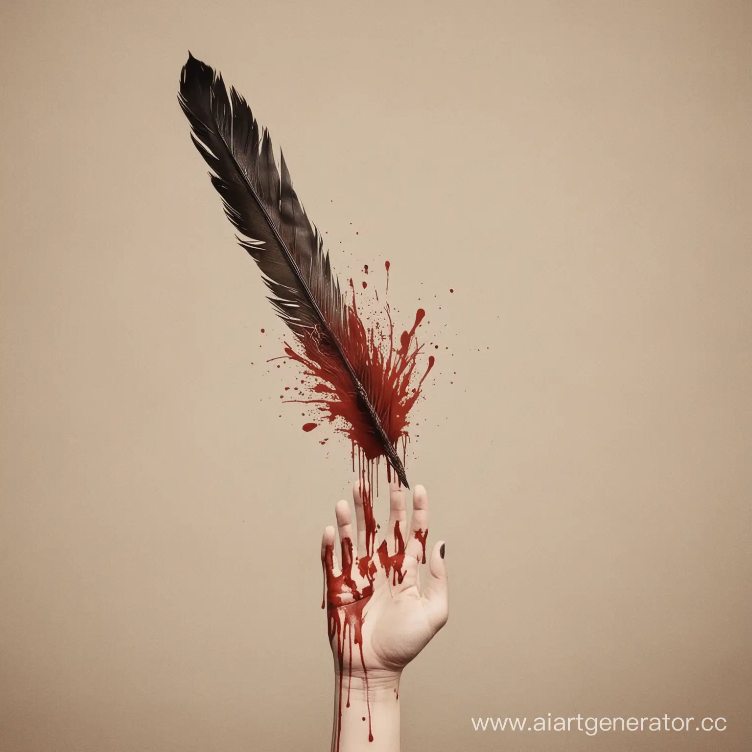 Bloody-Severed-Hand-Holding-Goose-Feather-for-Writing