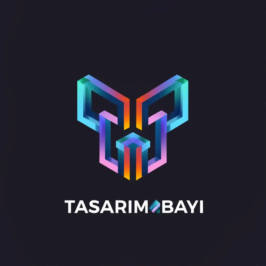 a logo design,with the text "TasarimBayi", main symbol:3d creative, generative and ice blue angle logo, 3d render, product,complex,be used in Home Family industry,clear background