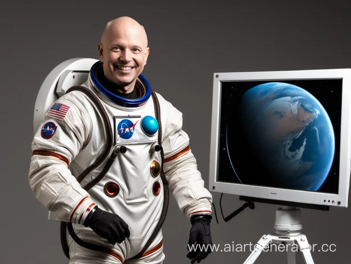 Smiling-Bald-Astronaut-Standing-Beside-Monitor-on-Mars
