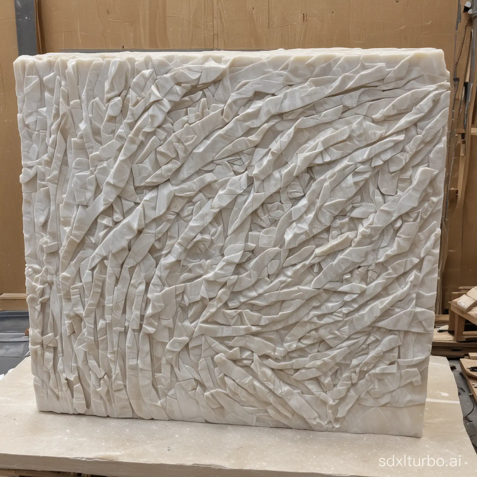 Intricate-Sculpture-Unveiled-Through-Skilled-Chiseling-in-Pristine-Marble