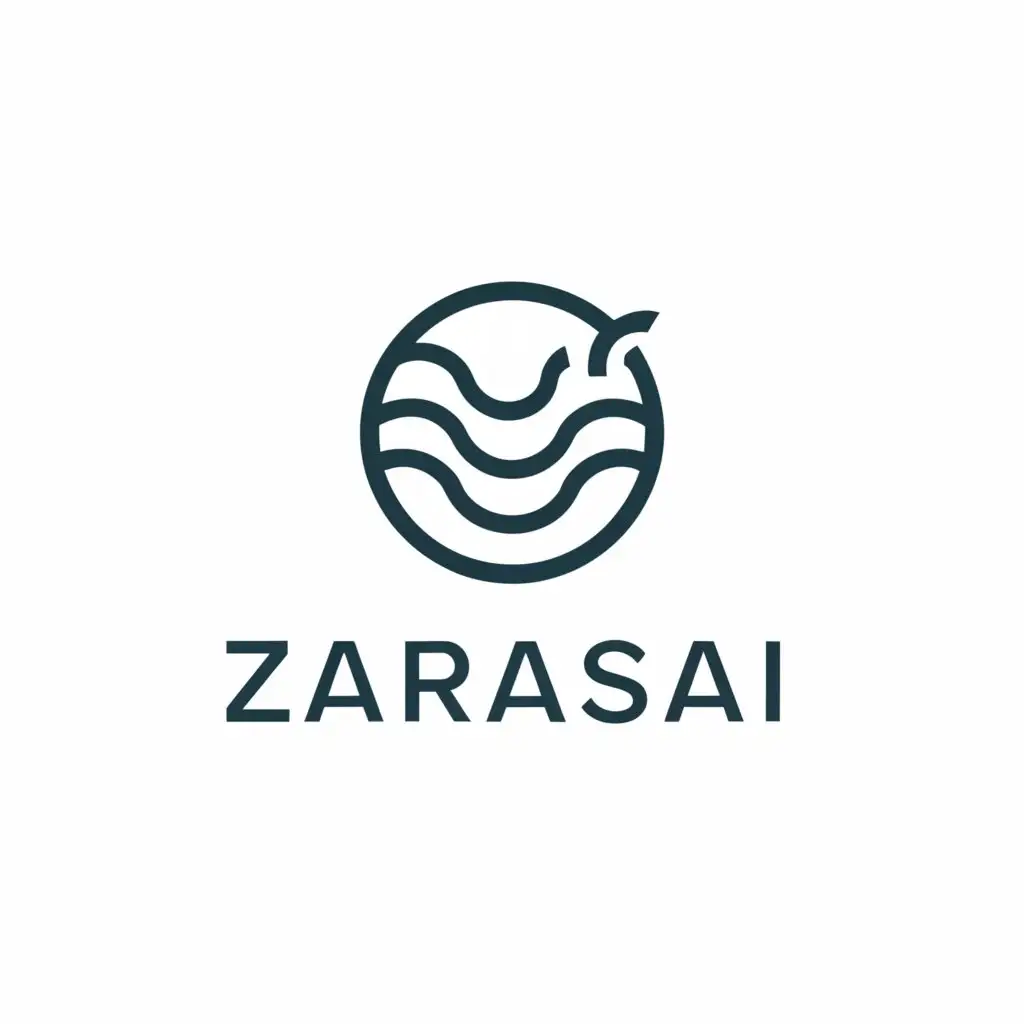 a logo design,with the text "Zarasai", main symbol:lake and fish,Minimalistic,clear background