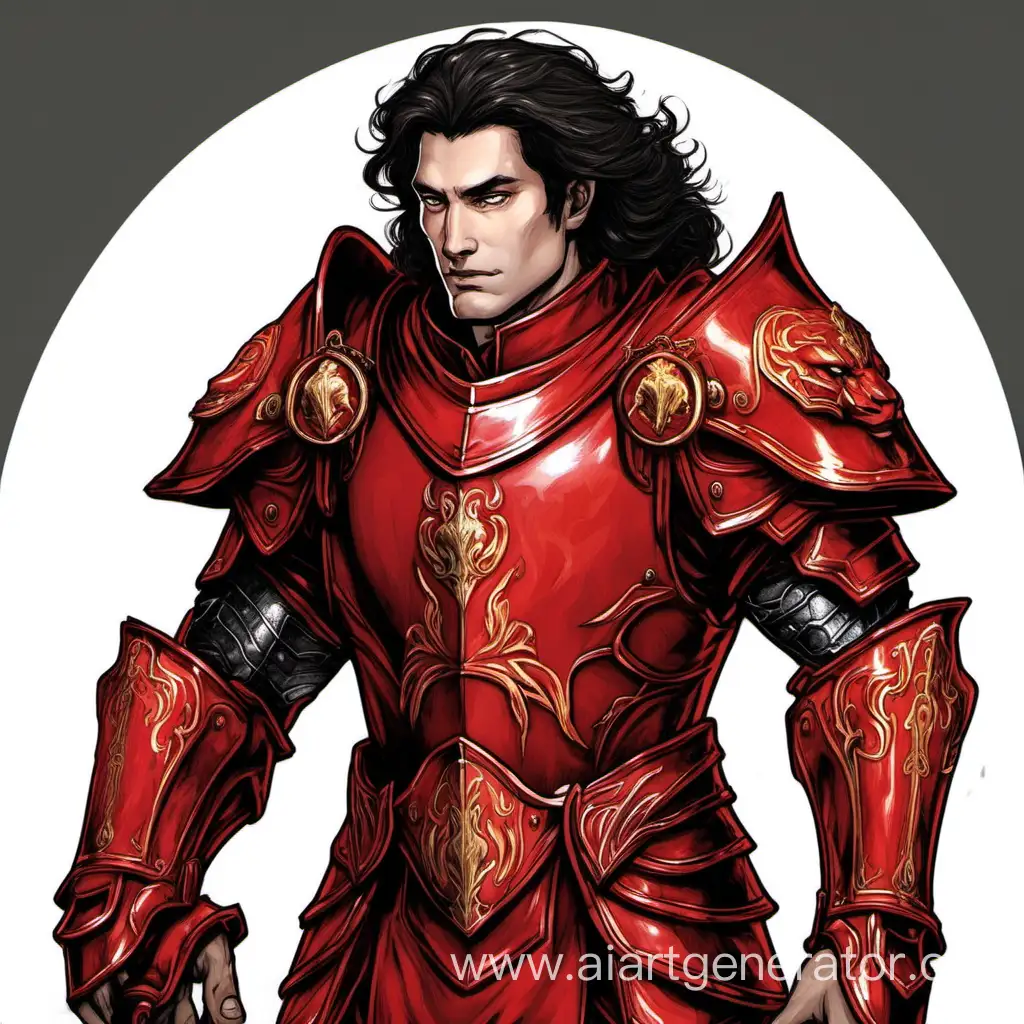 Bold-Warrior-in-Majestic-Red-Armor-with-LionShaped-Shoulder-Pads