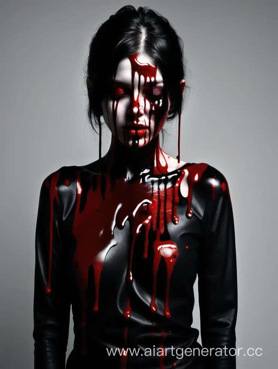 Minimalist-Portrait-of-a-Beautiful-Girl-Covered-in-Blood