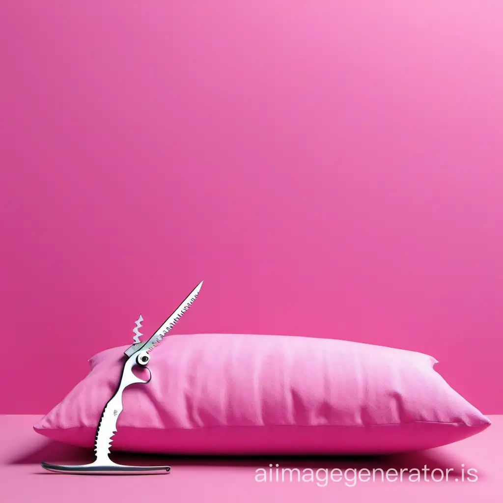 Vibrant-Pink-Saw-and-Cozy-Pillow-Contrast-in-Artistic-Harmony