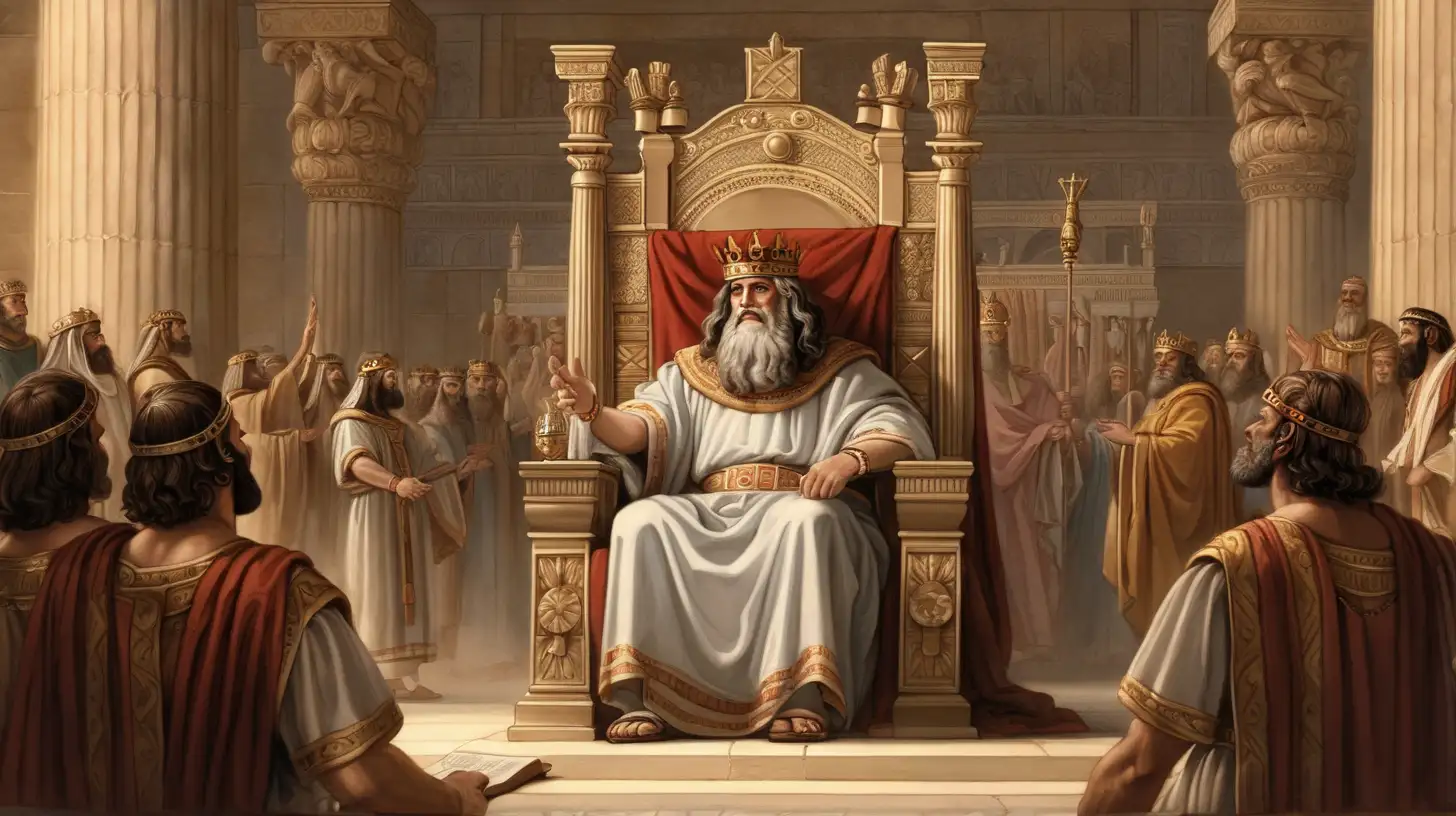 King Solomon in Majestic Regalia and Wisdom