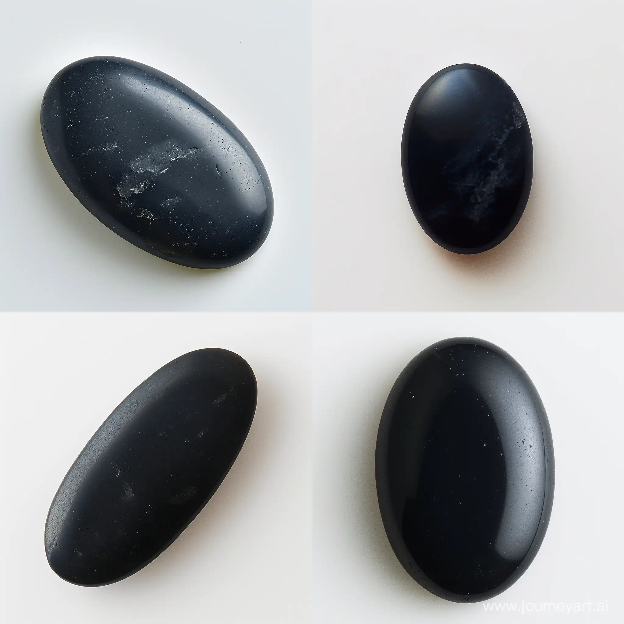 Dark-Black-Oval-Matte-Stone-Cabochon-on-White-Background