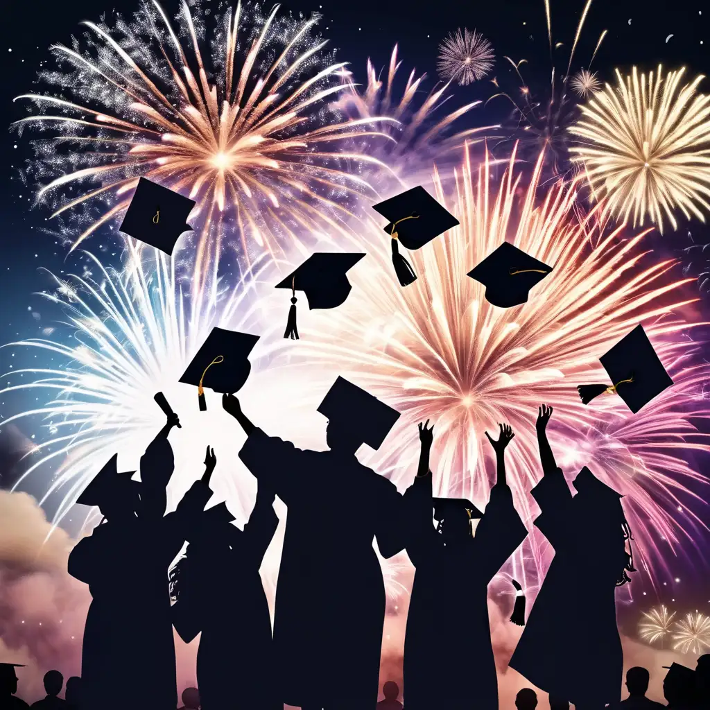 Joyous Graduation Celebration with Dazzling Congratulations Fireworks