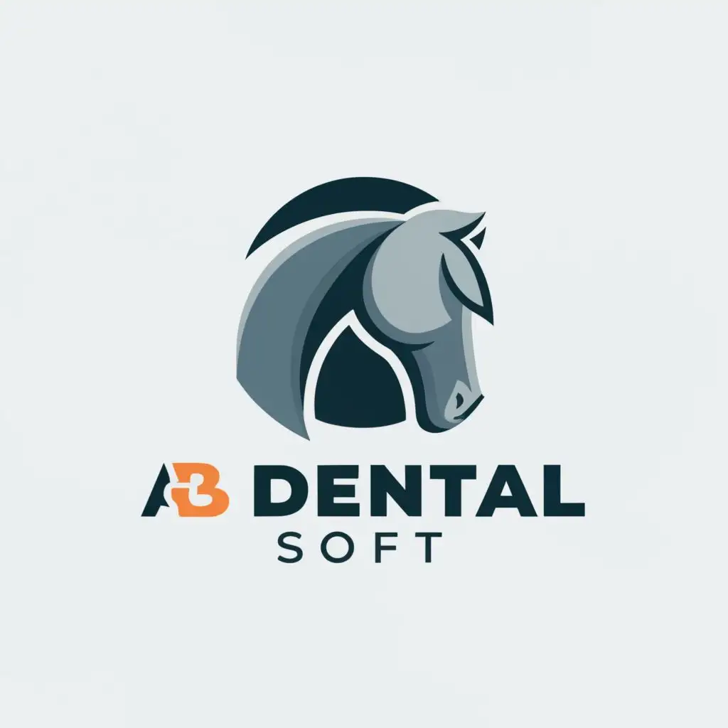 a logo design,with the text "AB Dental SOFT", main symbol:Horse + teeth,Moderate,be used in Medical Dental industry,clear background