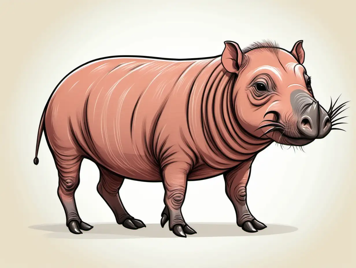 Adorable Babirusa Illustration with Playful Expression