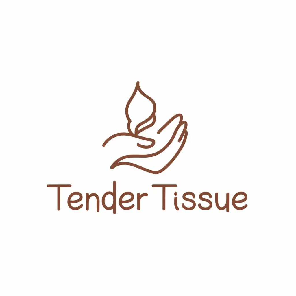 LOGO-Design-For-Tender-Tissue-Warm-Handwritten-Font-with-Cradled-Tissue-Symbol