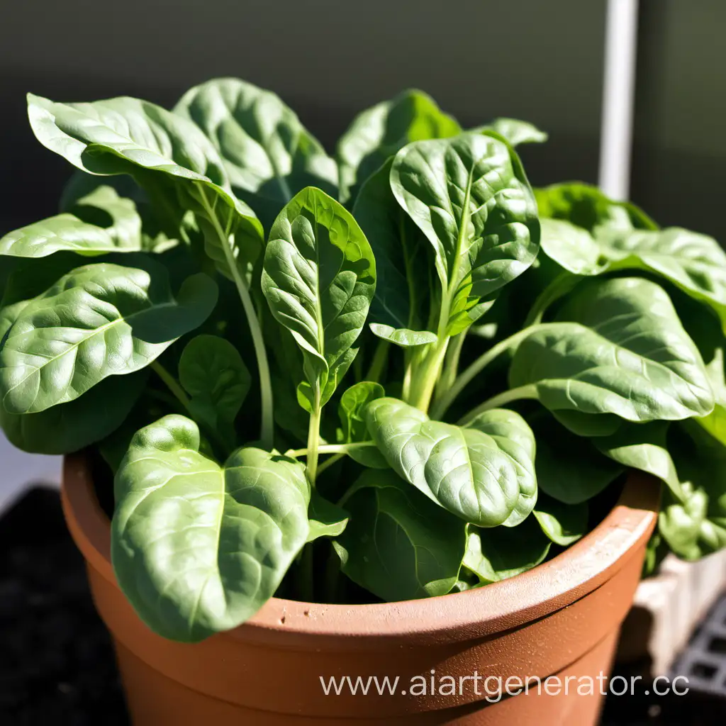 Lush-Spinach-Plant-Thriving-in-a-Container-Garden
