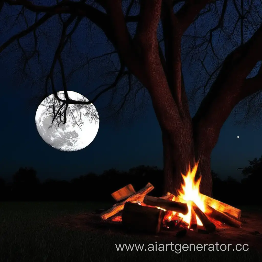 Moonlit-Bonfire-Gathering-Under-Tree