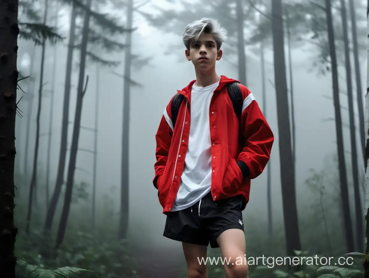 GrayHaired-Teenage-Boy-in-Misty-Forest-Landscape
