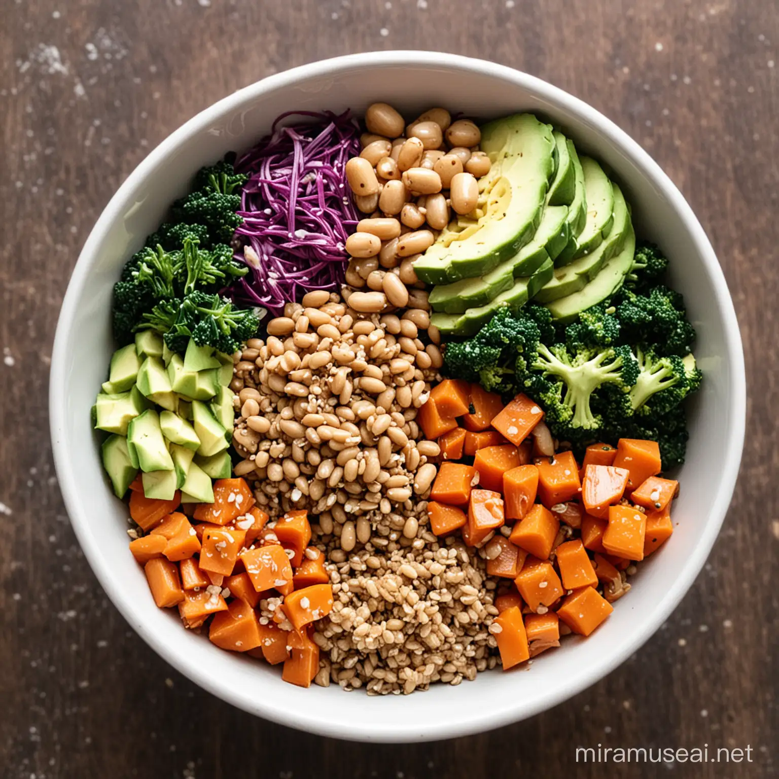 Colorful Nutritious Veggie Grain Bowl with Fresh Ingredients