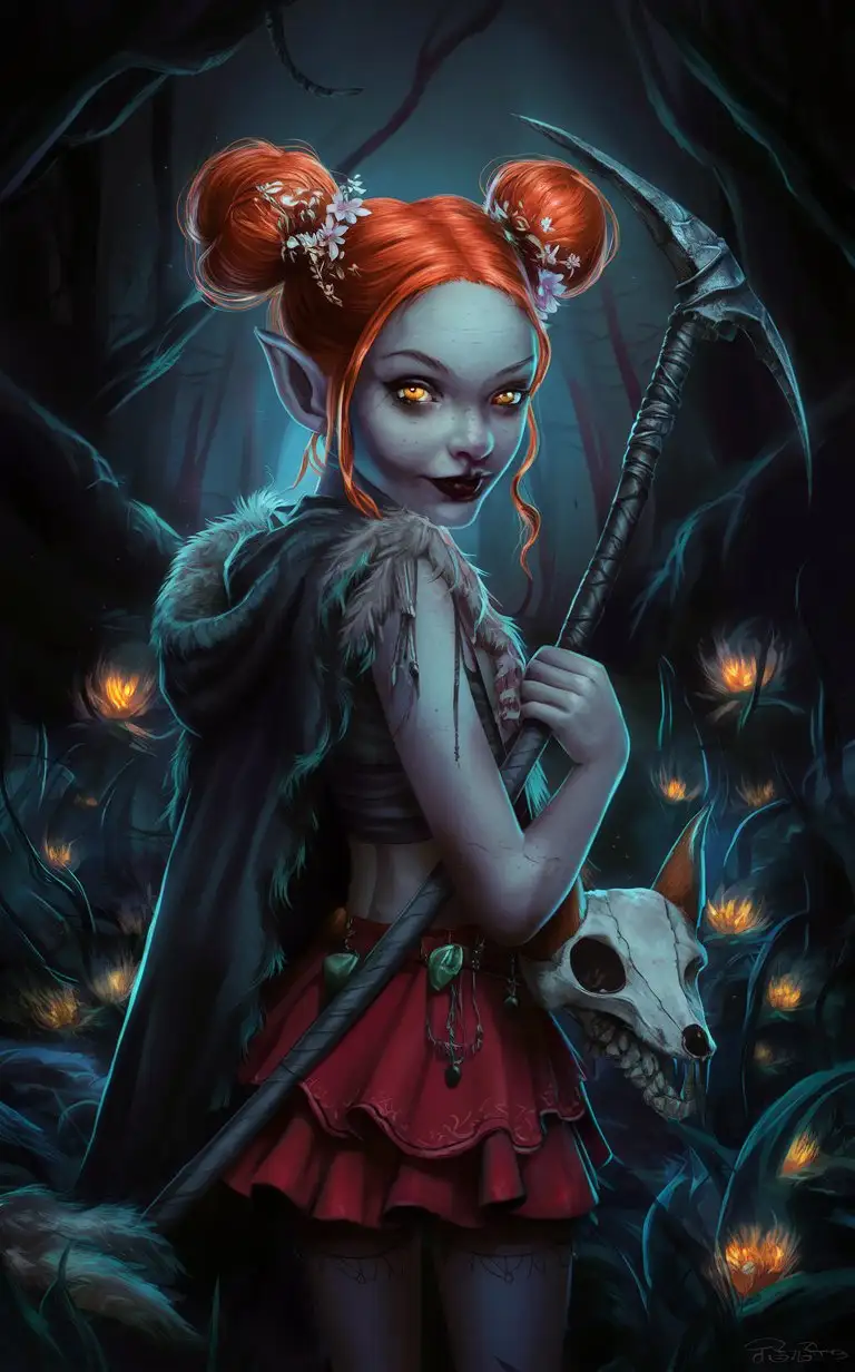 HalfElf-Necromancer-Girl-with-Fox-Skull-Dark-Fantasy-Character-Portrait